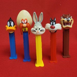 VTG Looney Tunes Pez Dispensers Daffy Duck Yosemite Sam Bugs Bunny Sylvester Tas
